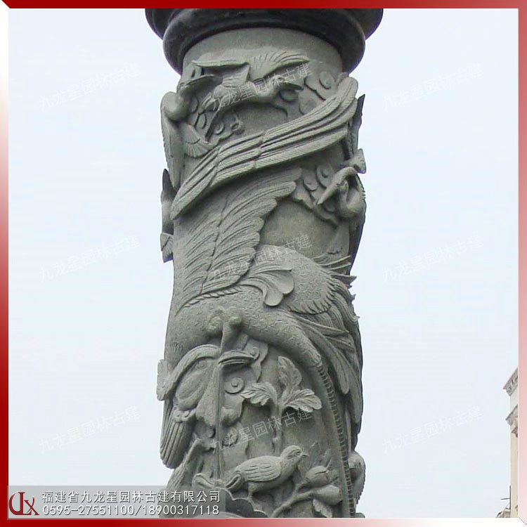 石雕花鸟柱图片