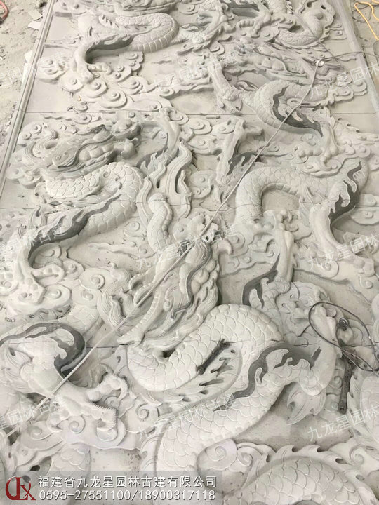 石雕浮雕九龙壁图片