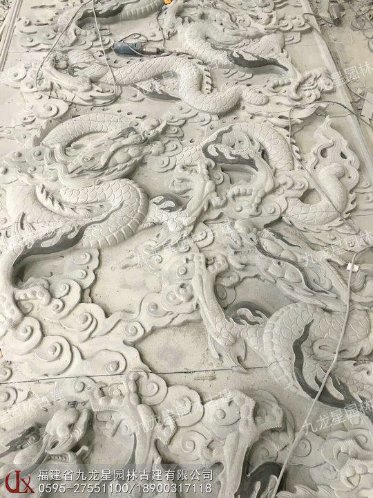 石雕浮雕九龙壁图片