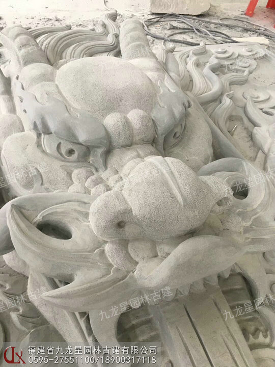 石雕浮雕九龙壁图片