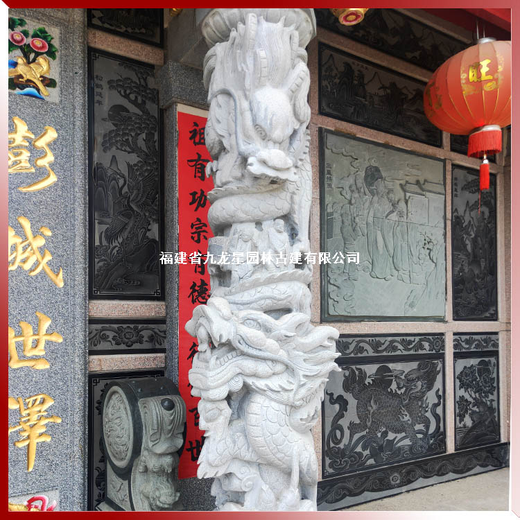 祠堂石雕龙柱图片