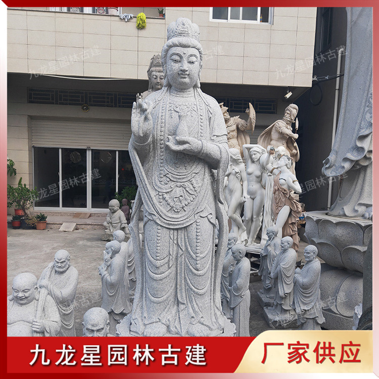 石雕西方三圣佛像-大势至菩萨