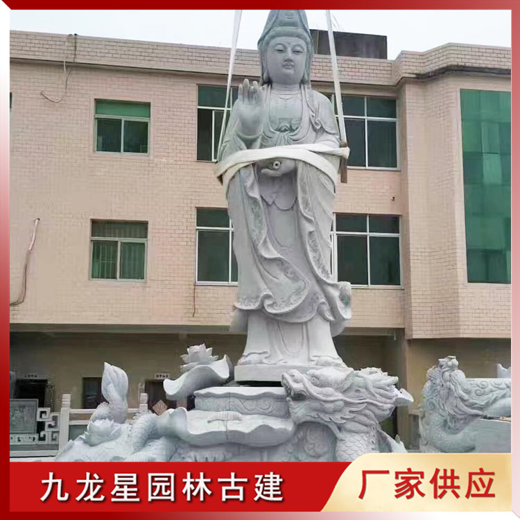 石雕骑龙观音图片