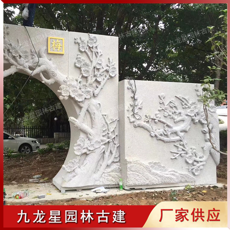 梅兰竹菊浮雕壁画图片