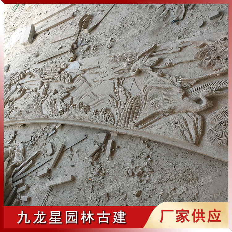 石雕松鹤浮雕图片