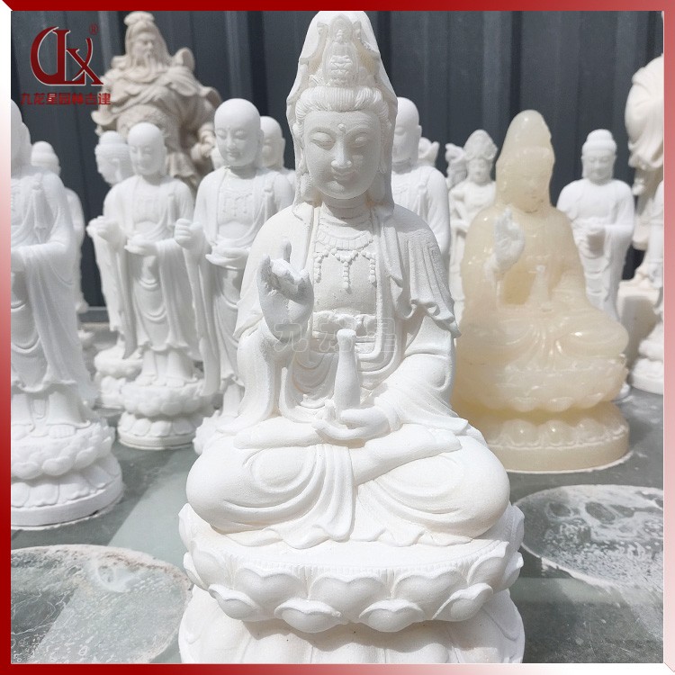 汉白玉石雕滴水观音像图片