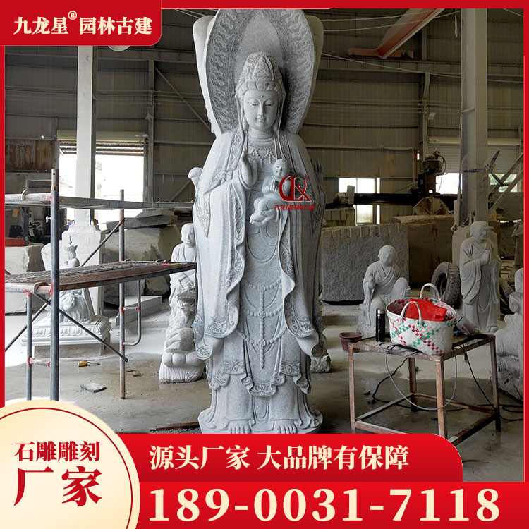 石雕三面观音图片